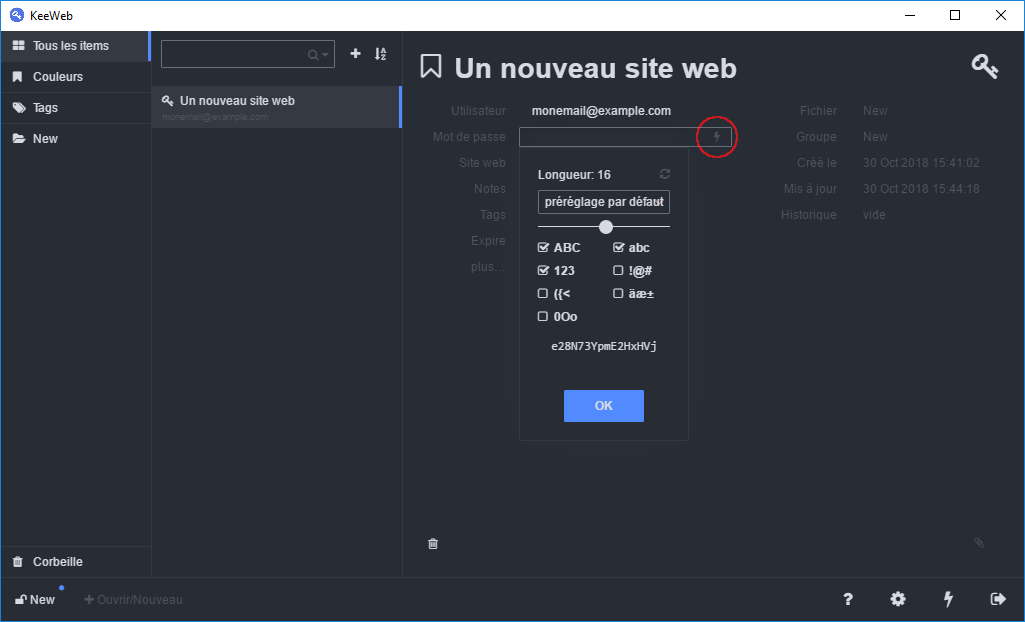 Nouveau mot de passe